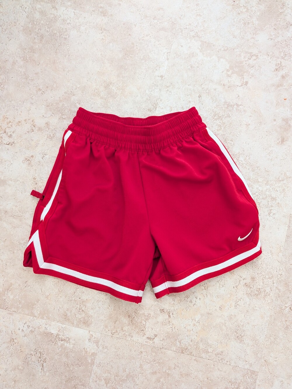 Nike Boy's Bright Red Athletic Shorts with White Trim